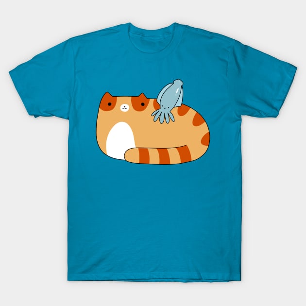 Tabby Cat and Squid T-Shirt by saradaboru